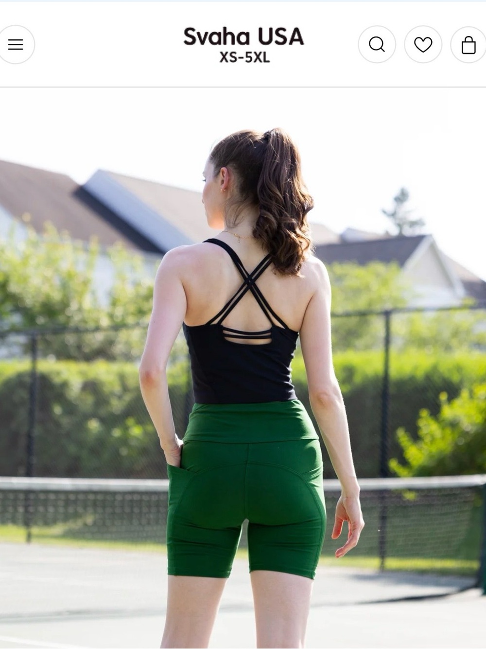 Svaha Women-Owned company Green Athletic Shorts with Side Pockets 4X - Picture 3 of 12